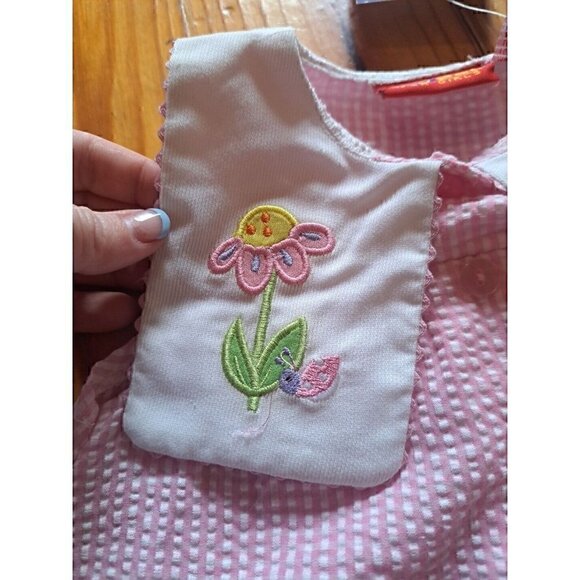 Vintage Dress Girls 12months Pink Embroidered Button Back Sleeveless Ribbon - Picture 3 of 4